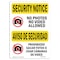 Signmission OSHA Security Sign, 10" Height, 14" Width, Rigid Plastic, No Photos Or Video Bilingual, Landscape OS-SN-P-1014-L-11618 - alternate 1